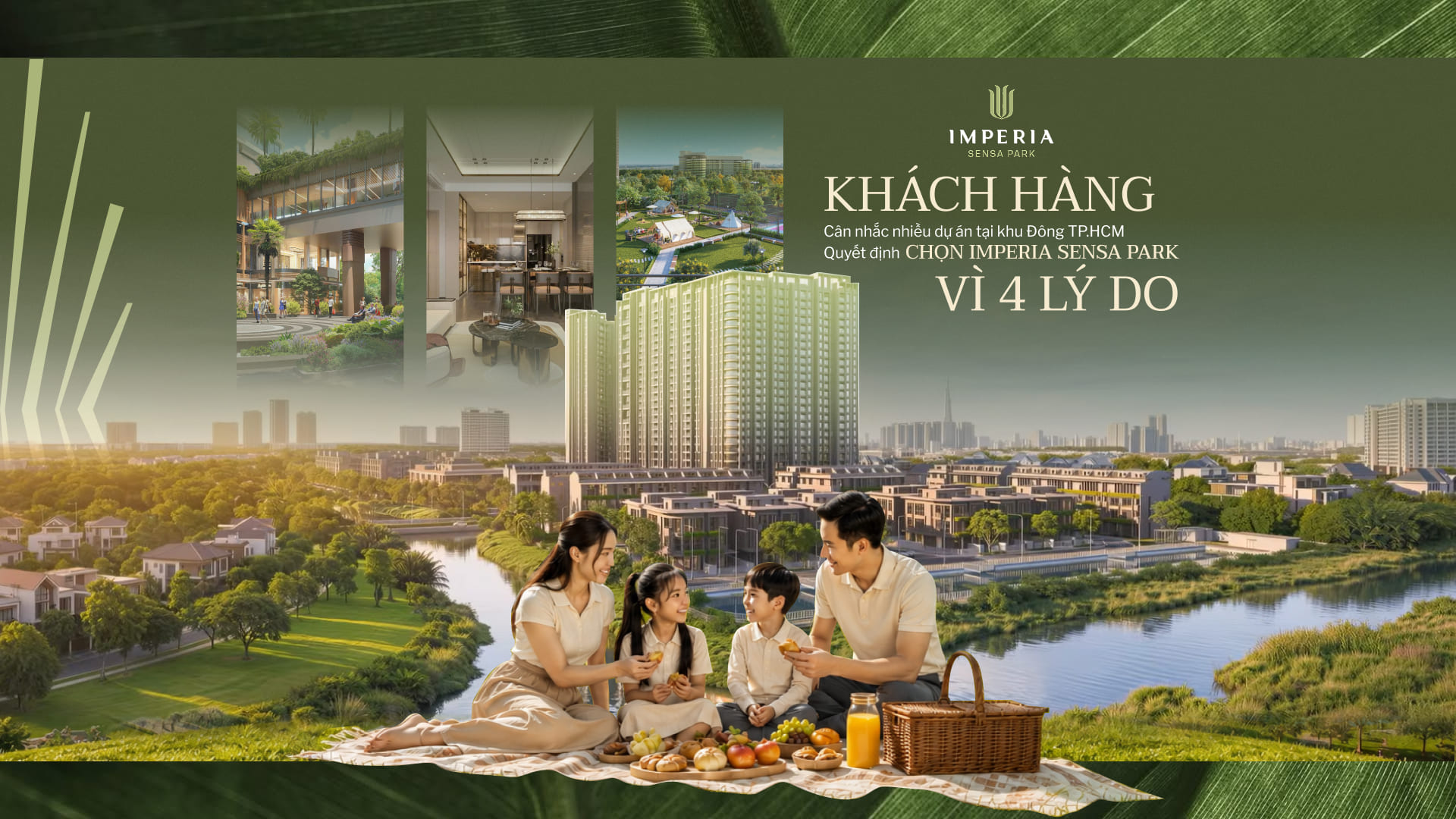 Căn hộ Imperia Sensa Park giá từ 88 triệu/m² khu Đông TP.HCM 1 Gia đình picnic trước phối cảnh căn hộ Imperia Sensa Park bên sông khu Đông TP.HCM