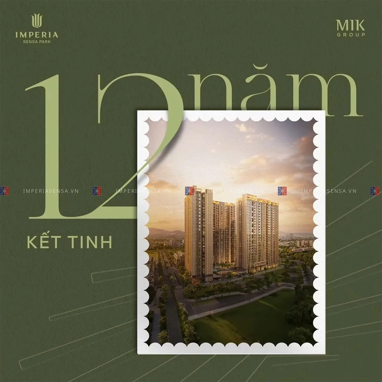 Phối cảnh tòa căn hộ cao tầng minh họa 12 năm phát triển của MIK Group trước Imperia Sensa Park