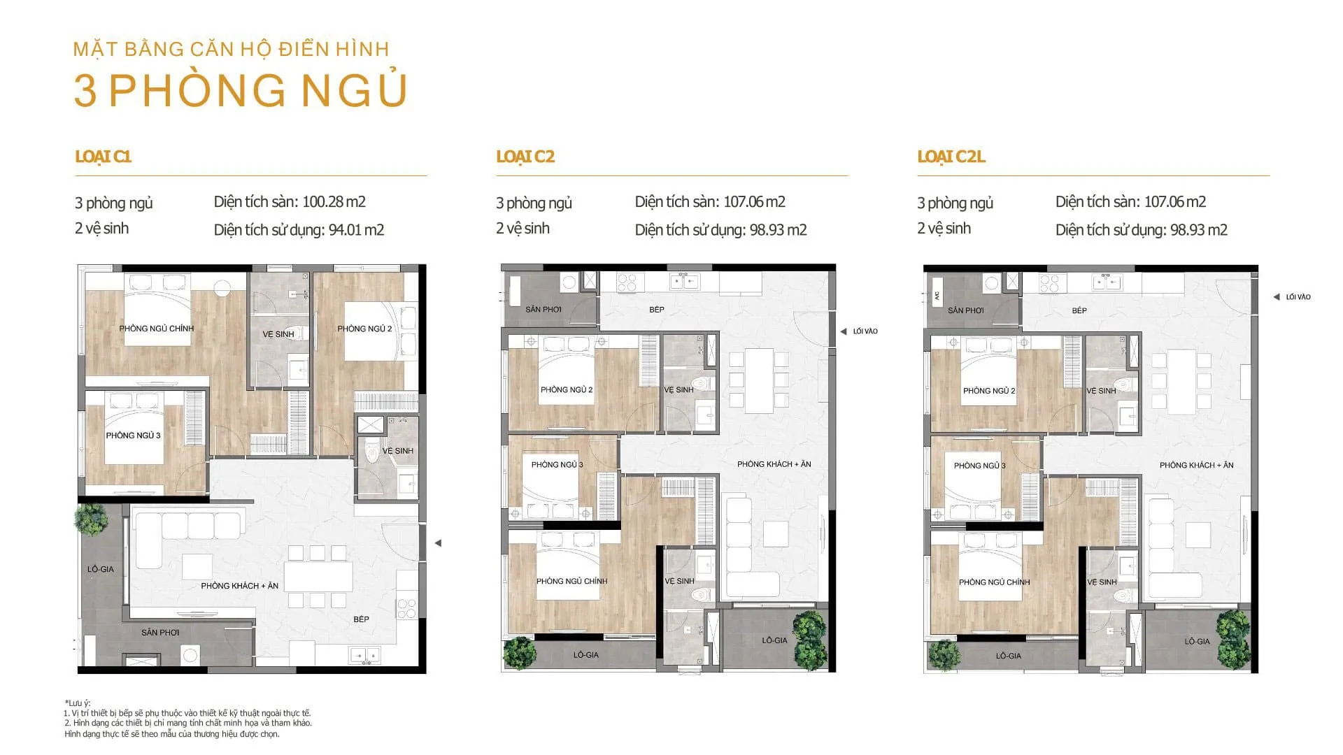Layout căn hộ 3 phòng ngủ dự án Norton Park