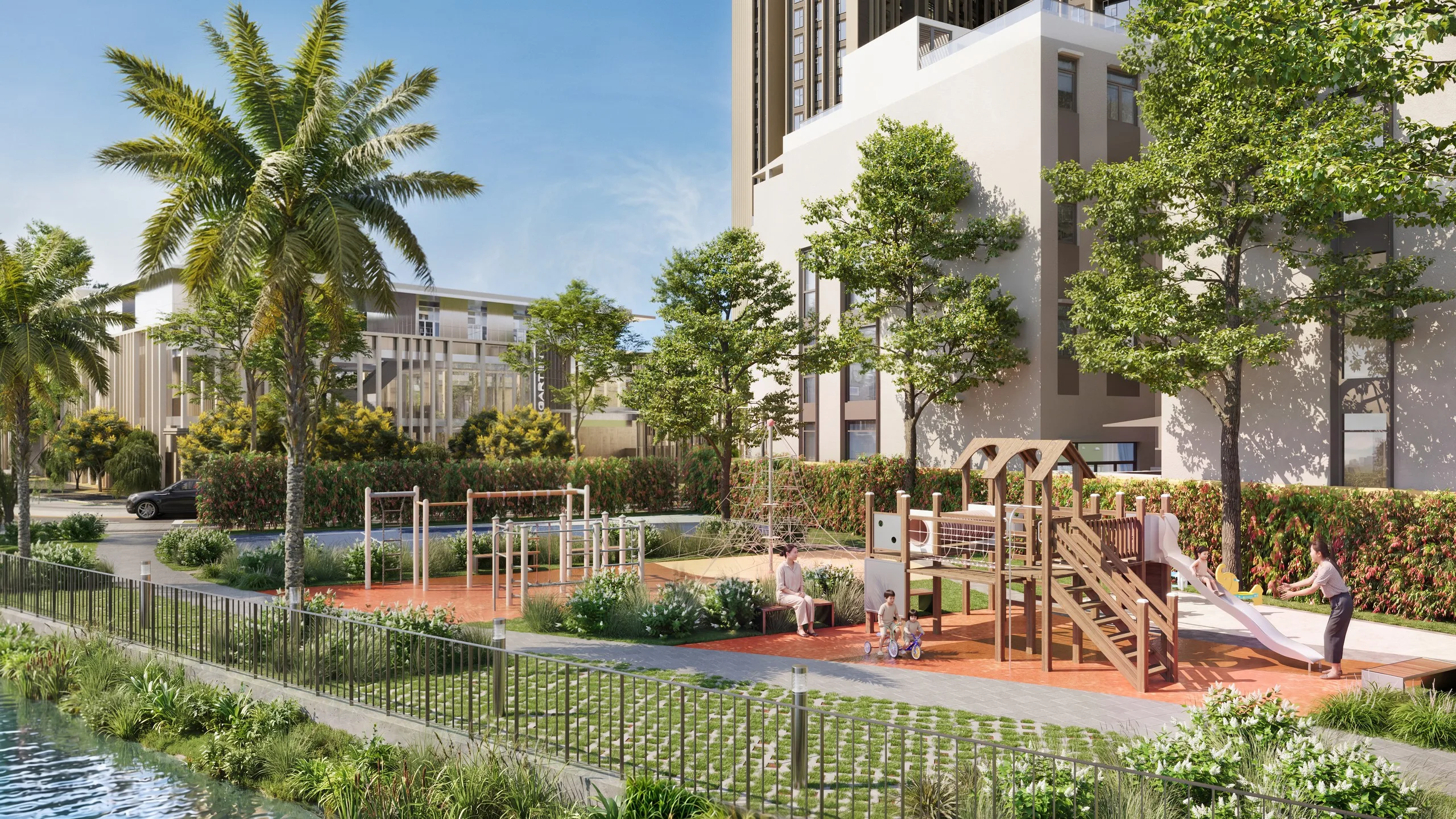 Sensa Park Imperia 922 căn hộ 5ha khu Đông TP.HCM ra sao 2 Khu vui chơi trẻ em và mảng xanh nội khu Imperia Sensa Park ven kênh